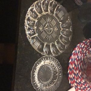 Glass deviled egg and cheese ball holder